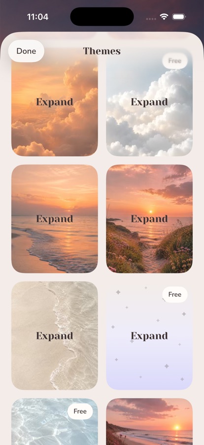 The Themes gallery with photographic wallpapers